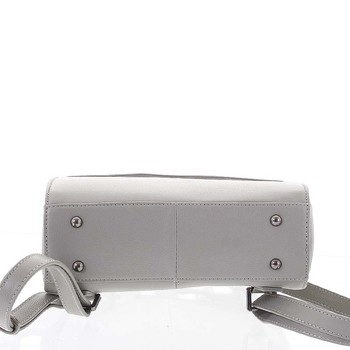 Dámsky pevný elegnatný kožený ruksak svetlosivý - Hexagona Zoel
