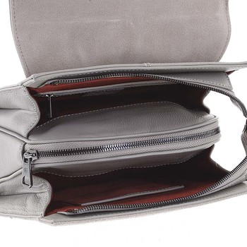 Dámsky pevný elegnatný kožený ruksak svetlosivý - Hexagona Zoel