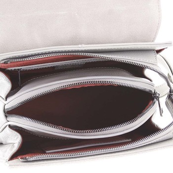 Dámsky pevný elegnatný kožený ruksak svetlosivý - Hexagona Zoel