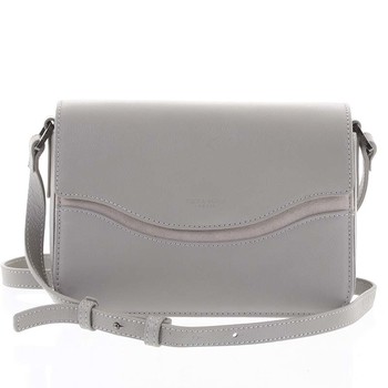 Elegantná dámska kožená svetlosivá crossbody kabelka - Hexagona Zsofia