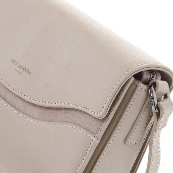 Elegantná dámska kožená piesková crossbody kabelka - Hexagona Zsofia