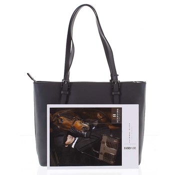 Veľká luxusná dámska kožená tmavosivá kabelka cez plece - Hexagona Zoie