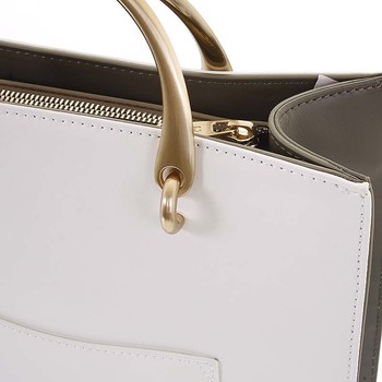 Luxusná dámska kožená bielo olivová kabelka do ruky - Hexagona Zenia