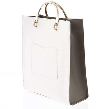 Luxusná dámska kožená bielo olivová kabelka do ruky - Hexagona Zenia