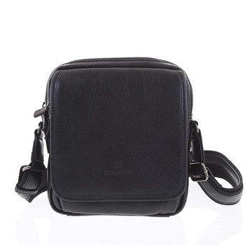 Luxusná čierna kožená taška cez plece Hexagona 129898