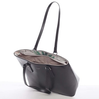 Veľká elegantná hladká dámska čierna kabelka - David Jones Emely