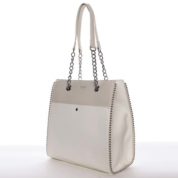 Luxusná a originálna dámska biela kabelka cez plece - David Jones Mishel