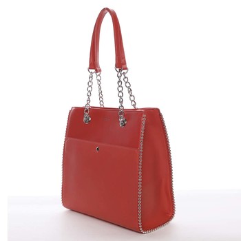 Luxusná a originálna dámska červená kabelka cez plece - David Jones Mishel