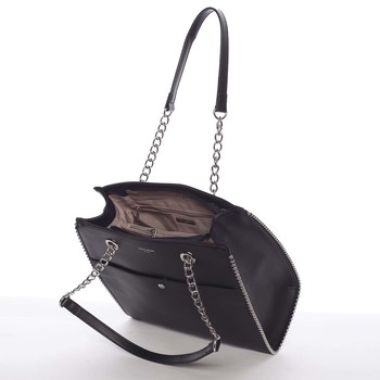 Luxusná a originálne dámska čierna kabelka cez rameno - David Jones Mishel