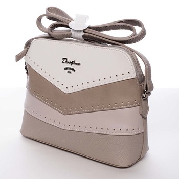 Originálna a moderná krémovo sivá crossbody kabelka - David Jones Maricielo