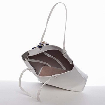 Veľká elegantná a originálna dámska biela kabelka cez rameno - David Jones Keiko