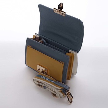 Extravagantná dámska modro-žltá crossbody kabelka - David Jones Magaly