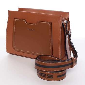 Dámska koňaková crossbody kabelka s kapsičkou - David Jones Angeli