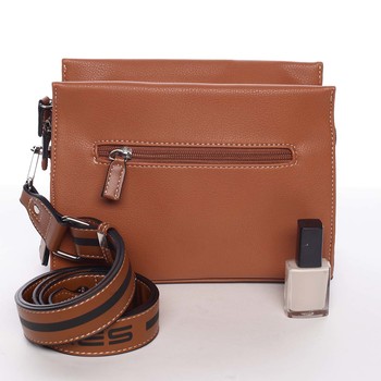 Dámska koňaková crossbody kabelka s kapsičkou - David Jones Angeli