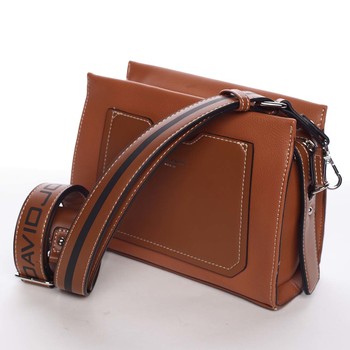 Dámska koňaková crossbody kabelka s kapsičkou - David Jones Angeli