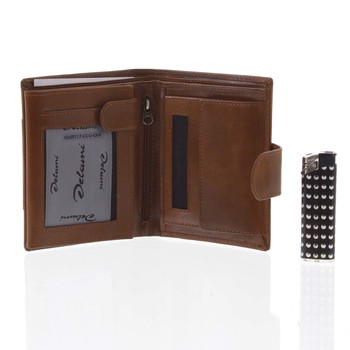 Elegantná pánska kožená hnedá peňaženka - Delami Norm