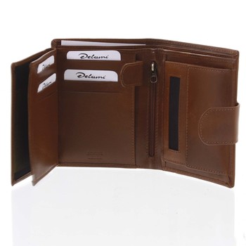 Elegantná pánska kožená hnedá peňaženka - Delami Norm