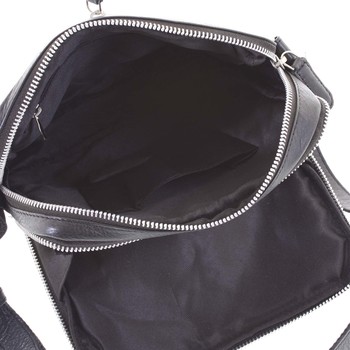 Ľahká praktická kožená čierna crossbody taška - Tomas Linive