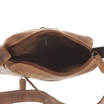 Prírodná hnedá pánska kožená crossbody taška - Tomas Eluigwe
