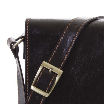 Pánska luxusná kožená taška cez plece tmavohnedá - ItalY Jamar