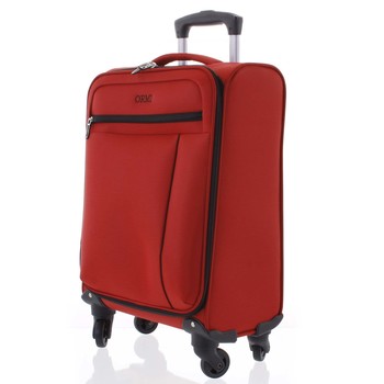 Kvalitný elegantný látkový červený cestovný kufor - Ormi Mada M