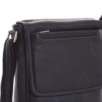 Štýlová čierna prešívaná pánska kožená taška - Sendi Design Luis