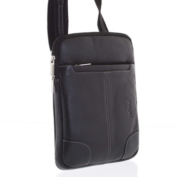Čierna prešívaná pánska kožená taška cez plece - SendiDesign Hans