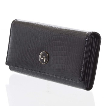 Dámska peňaženka kožená lakovaná čierna - Cavaldi H221