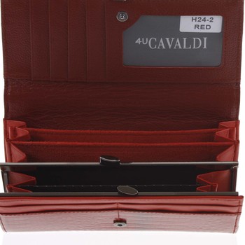 Dámska peňaženka kožená lakovaná červená - Cavaldi H242