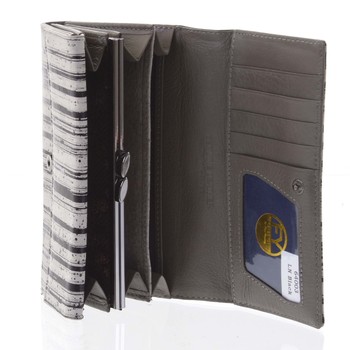 Elegantná dámska kožená peňaženka čierno-sivá - Rovicky 64003
