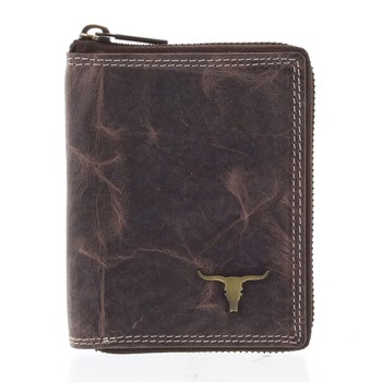 Pánska kožená peňaženka na zips hnedá - BUFFALO Judah