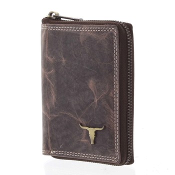 Pánska kožená peňaženka na zips hnedá - BUFFALO Judah