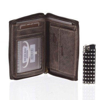 Pánska kožená peňaženka na zips hnedá - BUFFALO Judah