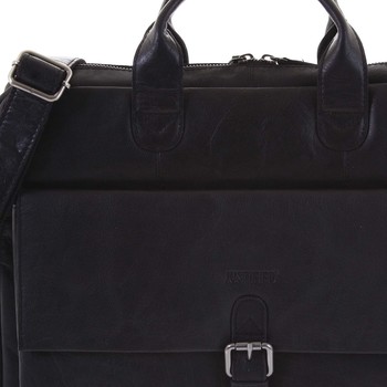 Luxusná čierna kožená pracovná taška na notebook - Justified Andrew 