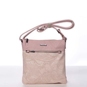 Elegantná ružová mäkká dámska crossbody kabelka - Silvia Rosa Roxana