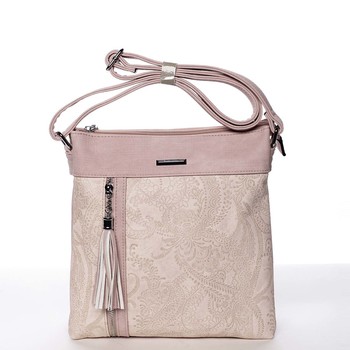 Originálna a módna ružová crossbody kabelka so vzorom - Silvia Rosa Vania 