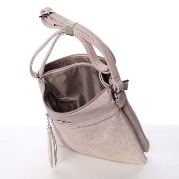 Originálna a módna ružová crossbody kabelka so vzorom - Silvia Rosa Vania 