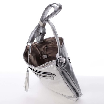 Módna dámska strieborná crossbody kabelka so vzorom - Silvia Rosa Gillian 