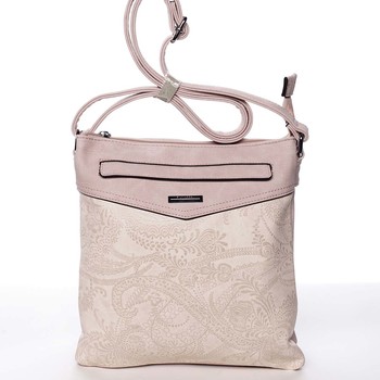 Štýlová elegantná ružová crossbody kabelka so vzorom - Silvia Rosa Nicole 