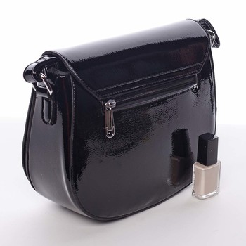 Luxusná čierna lakovaná crossbody kabelka - Silvia Rosa Kassandra