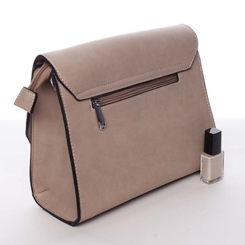 Elegantná pevná dámska crossbody kabelka taupe - Silvia Rosa Molly