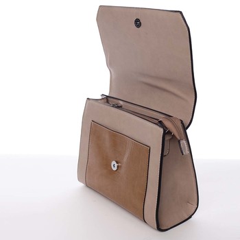 Elegantná pevná dámska crossbody kabelka taupe - Silvia Rosa Molly