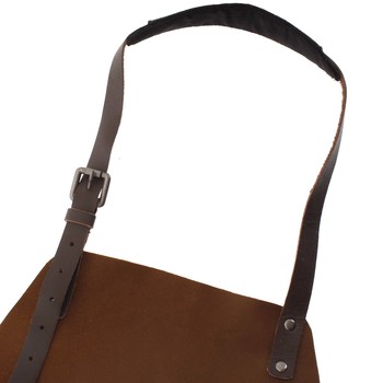 Kožená pánska grilovacia zástera hnedá - OLD WEST Master