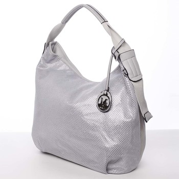 Letné perforovaná dámska kabelka cez rameno šedá - Maria C Nicol 