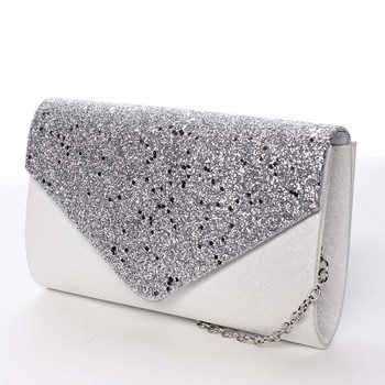 Dámska listová kabelka s glitrami strieborná - Michelle Moon Luisa