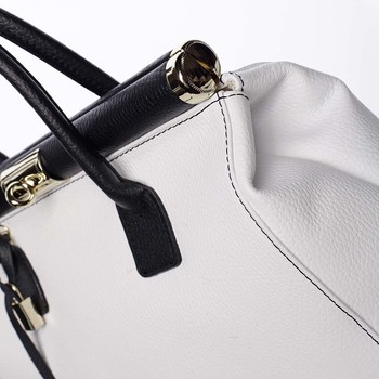 Originálna módna dámska kožená kabelka do ruky biela - ItalY Hila