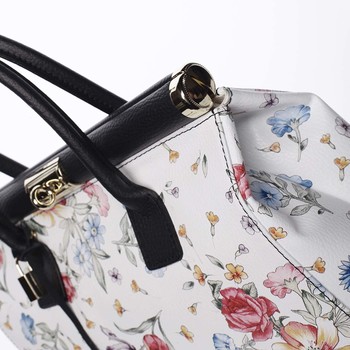 Originálna módna dámska kožená kabelka do ruky čierna kvetovaná - ItalY Hila