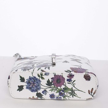 Dámska kožená crossbody kabelka s kvetmi biela - ItalY Aneta