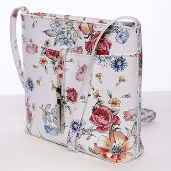 Dámska kožená crossbody kabelka so vzorom biela - ItalY Aneta