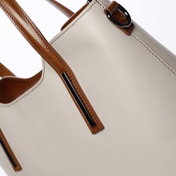 Väčšia kožená kabelka hnedo béžová - ItalY Sandy